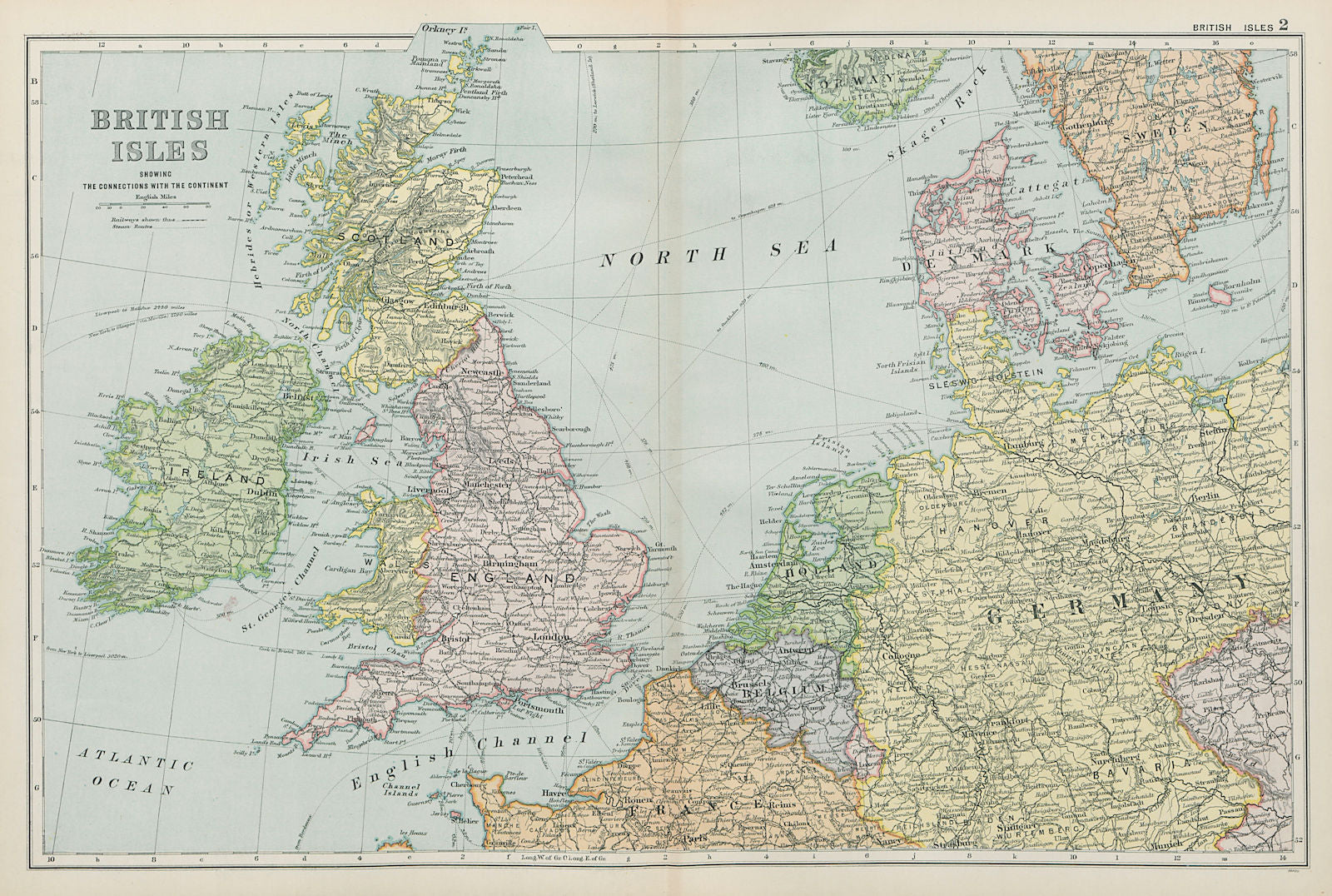 BRITISH ISLES & NORTHERN EUROPE. Benelux Germany Denmark. BACON 1900 old map